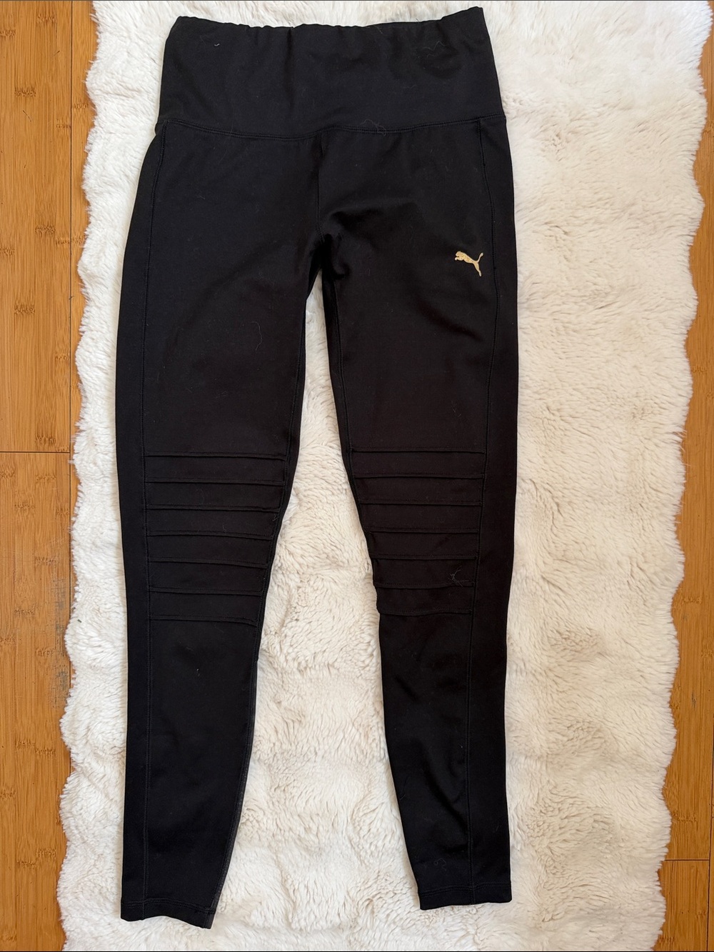 Puma Black Leggings with Gold Puma Logo